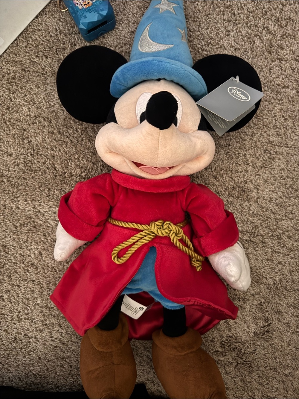 Disney Stamp Mickey Mouse Sorcerer Plush Toy - Blue Hat, Red Robe Fantasy